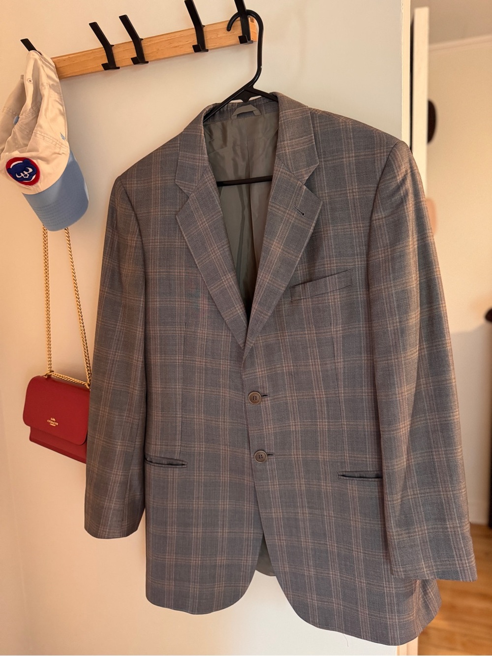 Vintage Giorgio Armani Gray Plaid Two-Button Sport Coat